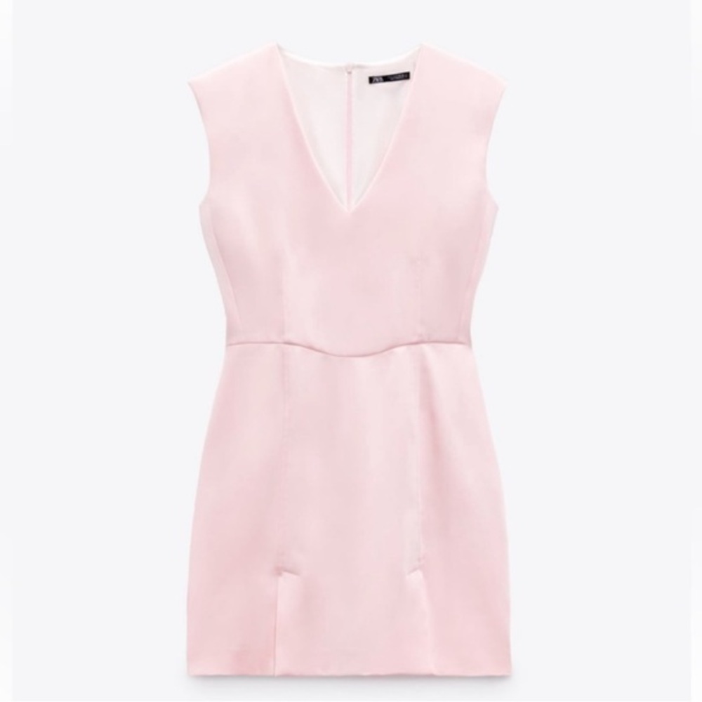 Zara Pink Pastel Satin Sleeveless 90’s Mini Dress NWT